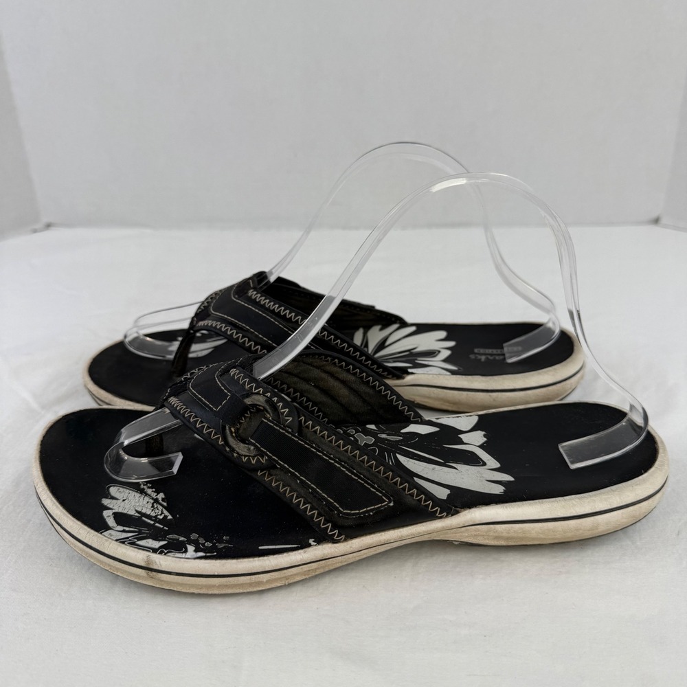 Clarks Collection Womens Black Floral Print Thong Flip Flop Sandals Size 8 - Picture 5 of 9